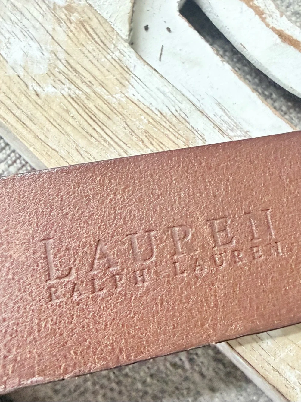 Lauren Ralph Lauren Brown Leather Belt with Brass-Tone Buckle 28”-34”